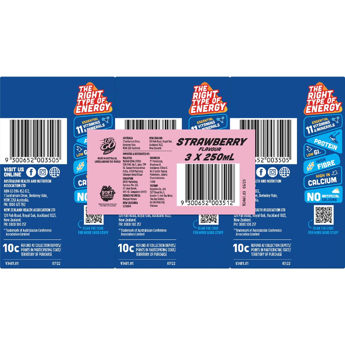 Up&Go Liquid Breakfast Strawberry 250mL x 3 pack