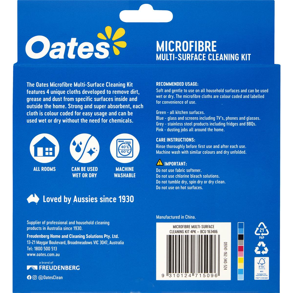 Oates Microfibre Cloth 4 pack