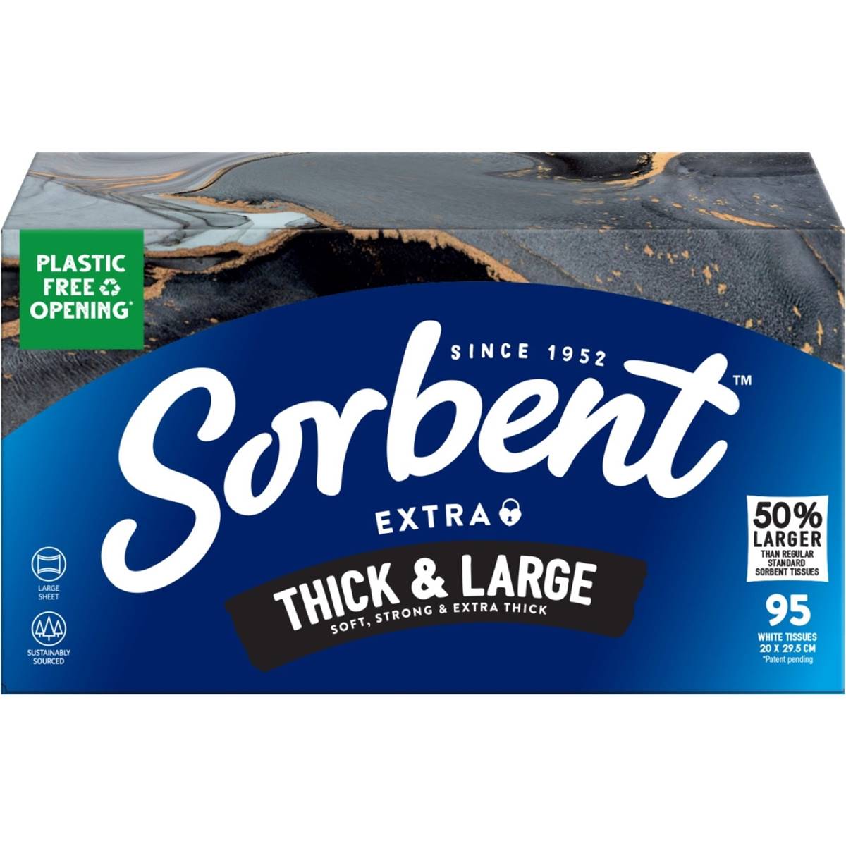 Sorbent Facial Tissues Thick & Large White 95 Pack