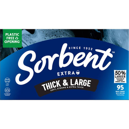 Sorbent Facial Tissues Thick & Large White 95 Pack