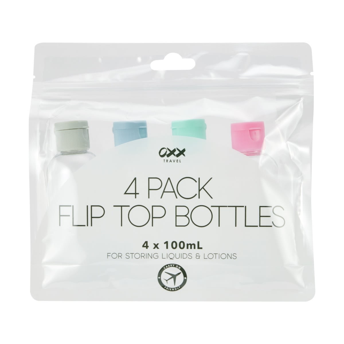 4 Pack Travel Solutions Flip Top Bottles