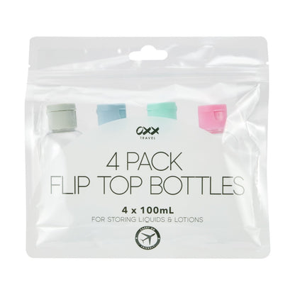 4 Pack Travel Solutions Flip Top Bottles