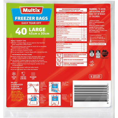 Multix Easy Tear Off Freezer Bags Large 40 pack
