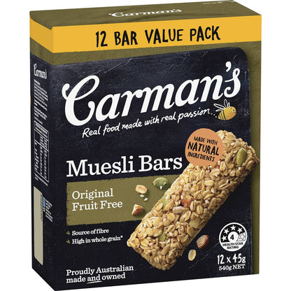 Carman's Muesli Bars Original Fruit Free Value 12 pack