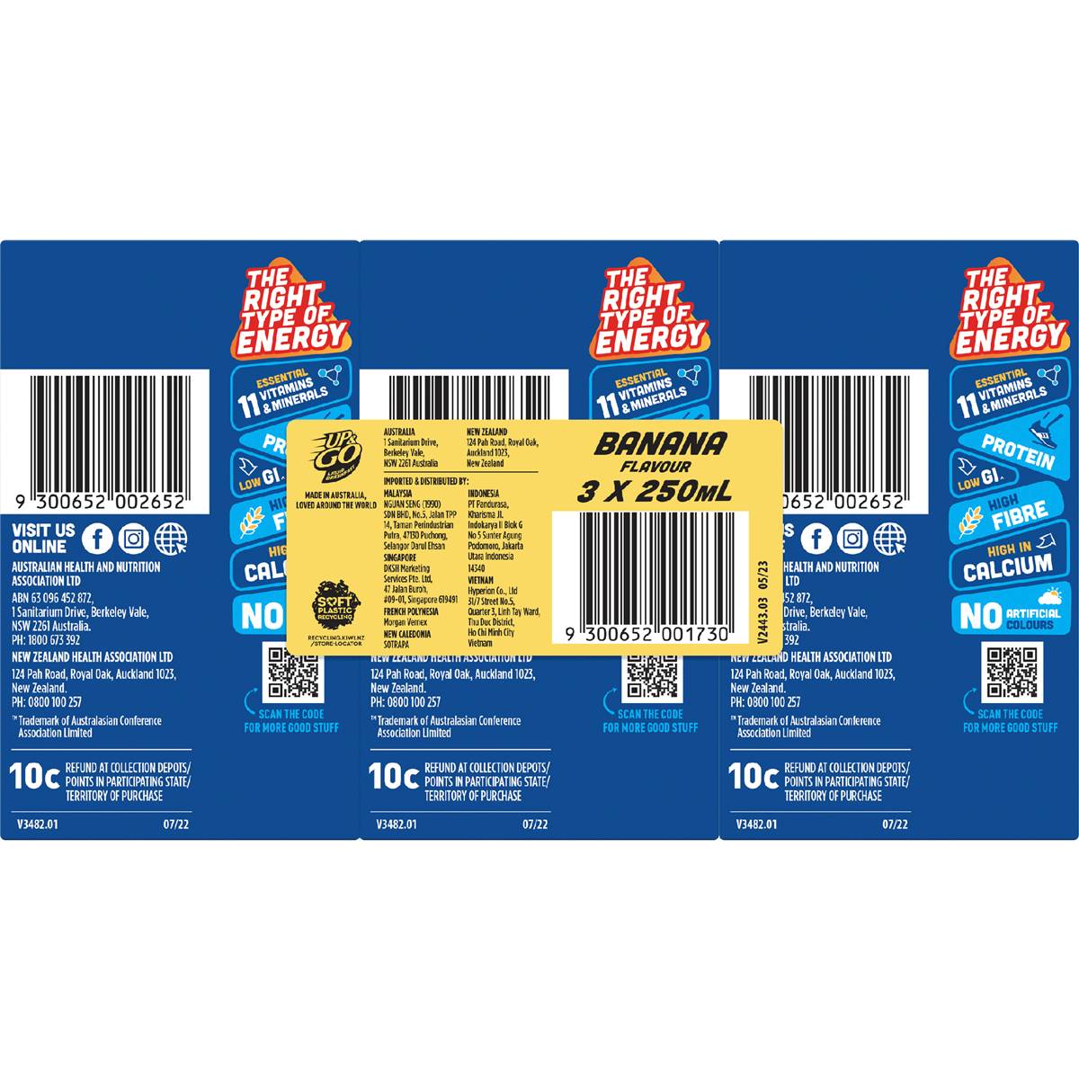 Up&Go Liquid Breakfast Banana 250mL x 3 pack