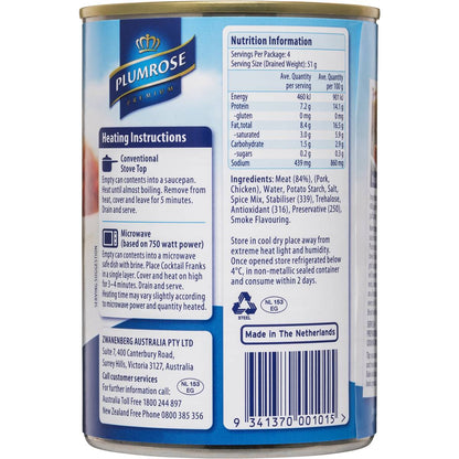 Plumrose Frankfurts Cocktail 400g