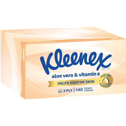 Kleenex Aloe Vera & Vitamin e 3 Ply Facial Tissues 140 Pack