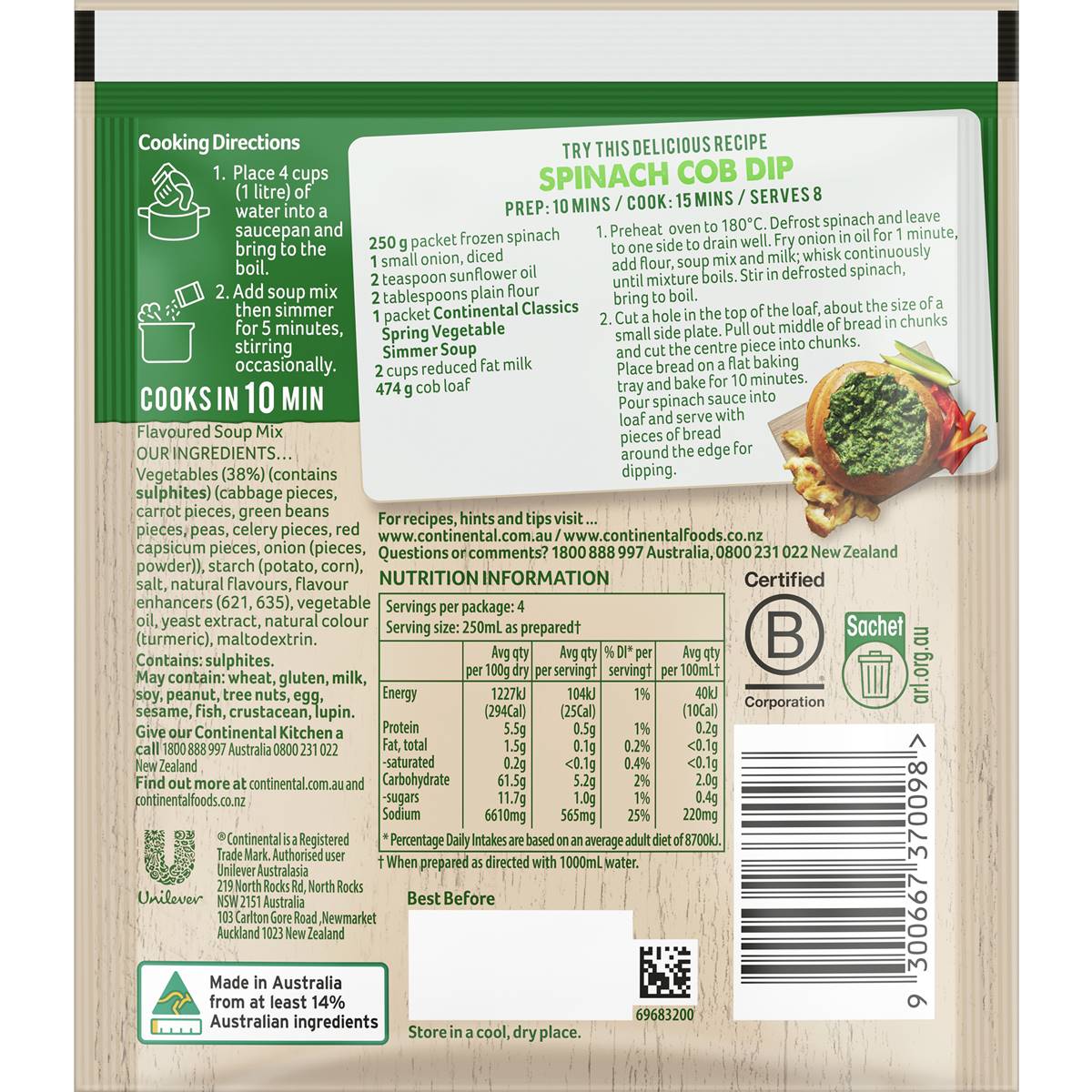 Continental Classics Simmer Soup Spring Vegetable 30g