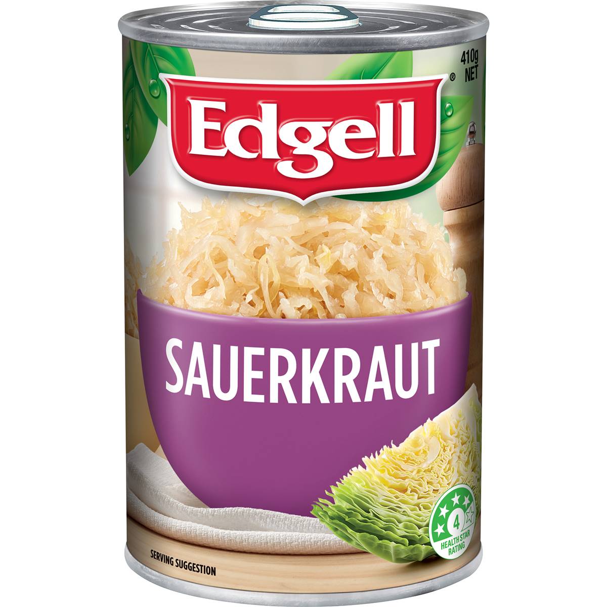 Edgell Sauerkraut Canned Vegetables Fermented 410g