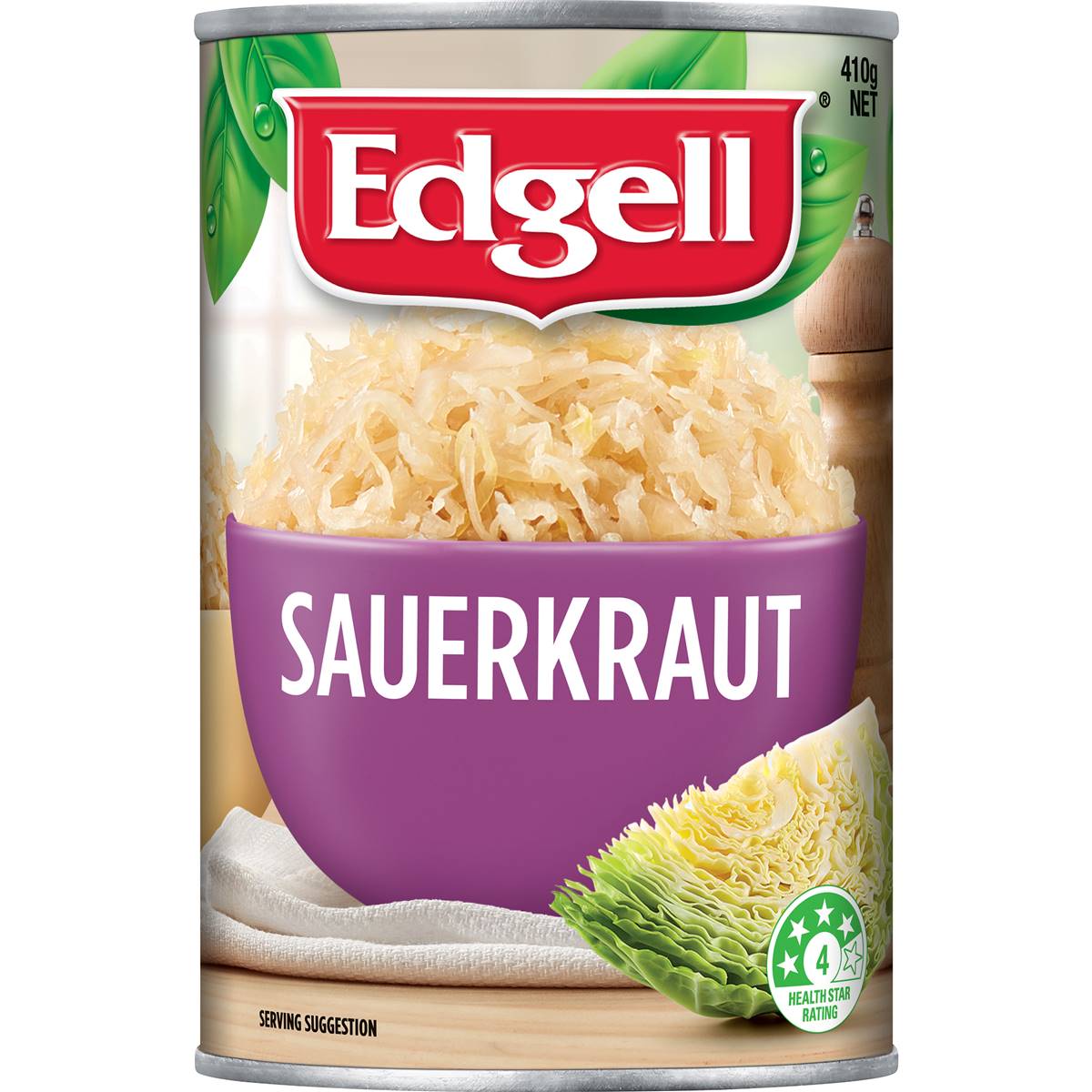 Edgell Sauerkraut Canned Vegetables Fermented 410g