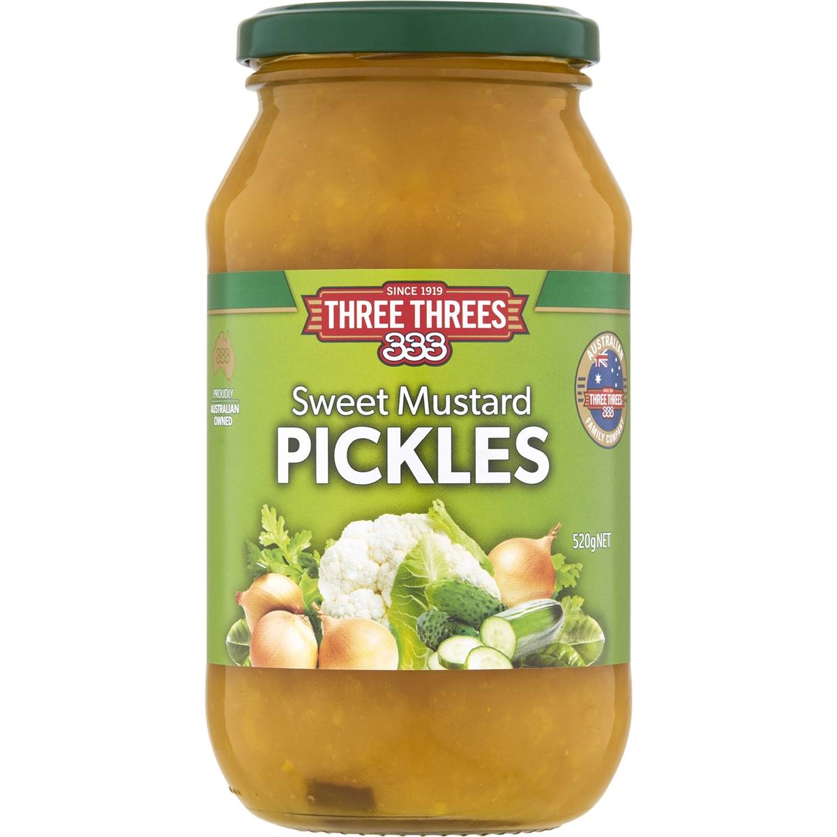 Three Threes Sweet Mustard Pickles 520g