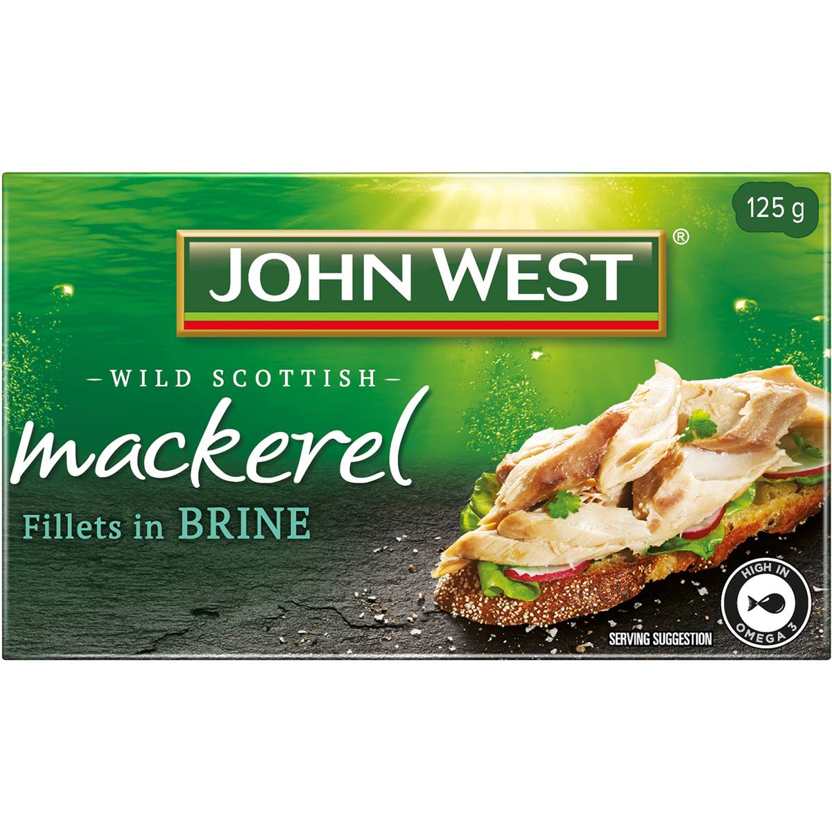 John West Wild Scottish Mackerel Fillets In Brine 125g