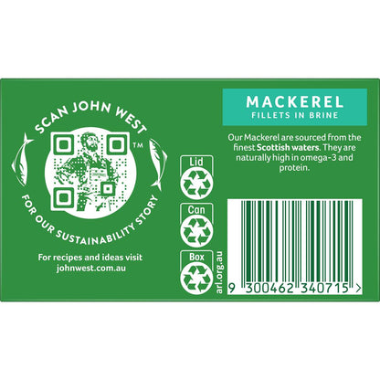 John West Wild Scottish Mackerel Fillets In Brine 125g