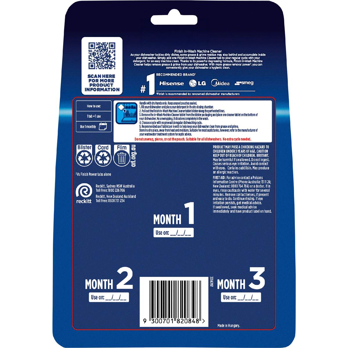 Finish Dishwasher Cleaner Tabs 3 Pack