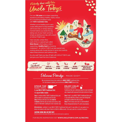 Uncle Tobys Oats Traditional Rolled Oats Porridge 500g