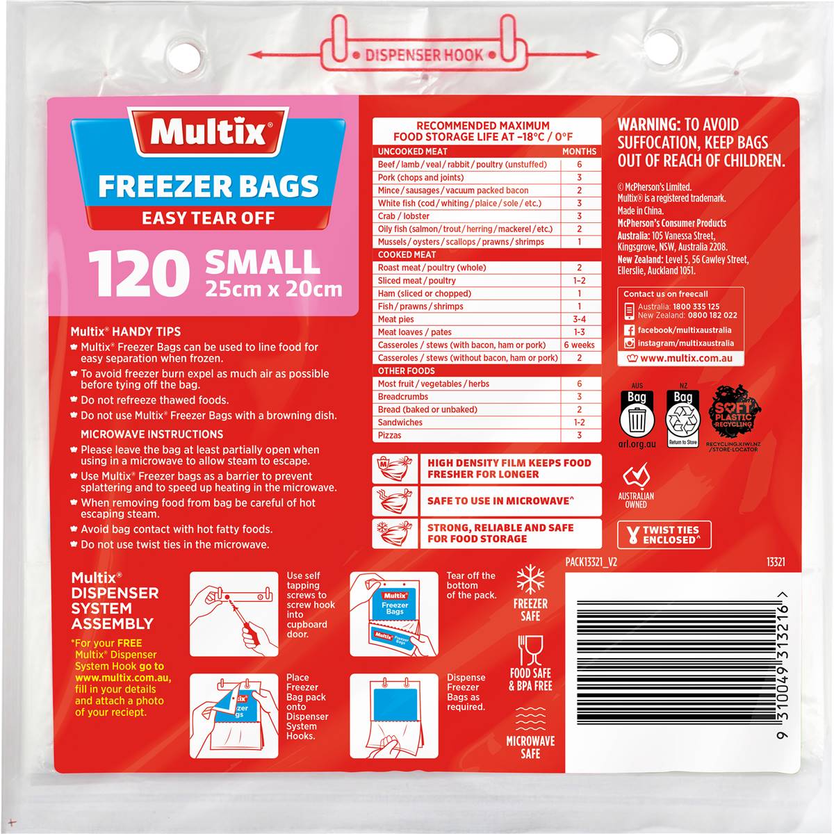 Multix Easy Tear Off Freezer Bags Small 120 pack