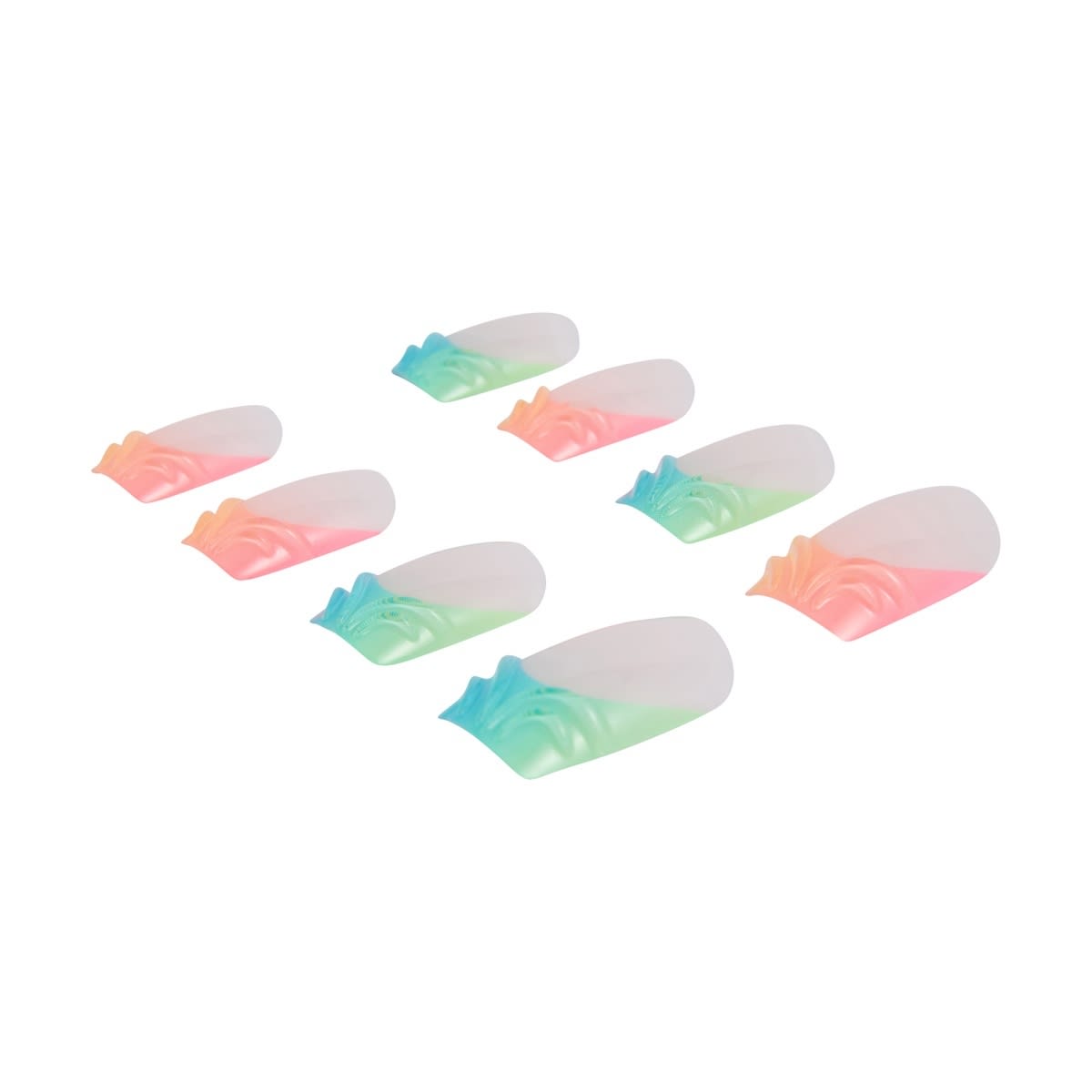 OXX Cosmetics 24 Pack Artificial Nails with Adhesive - Medium Square Shape, Neon Emboss