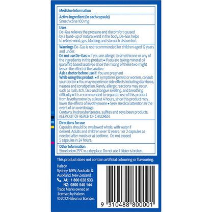 De-Gas Helps To Relieve Stomach Wind Bloating & Gas 24 Pack