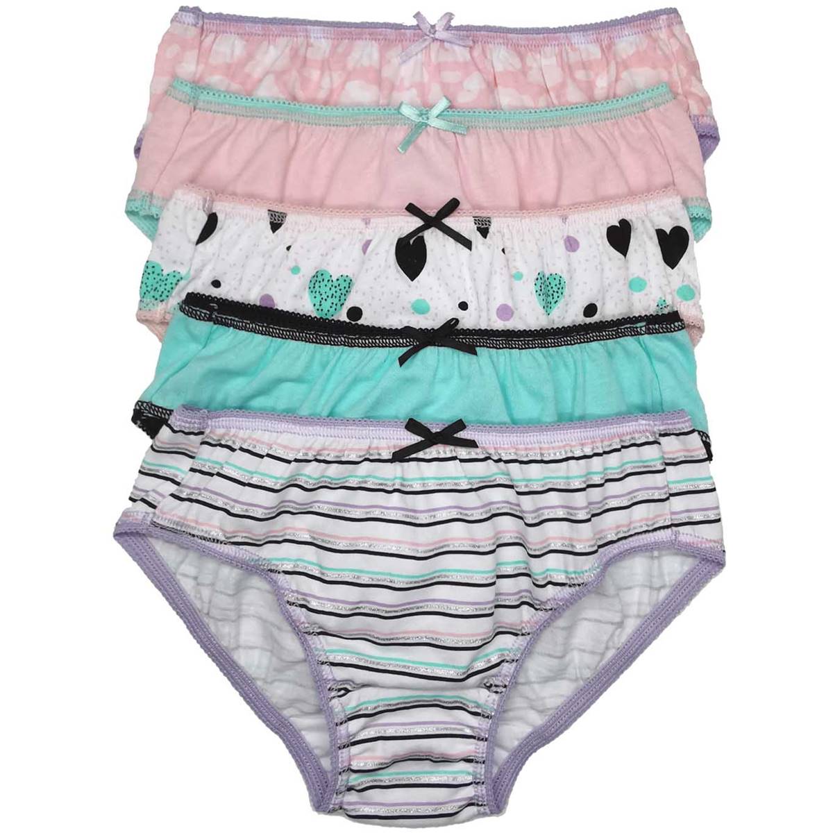For Kids Girls Briefs Sizes 3-4 Assorted 5 Pack