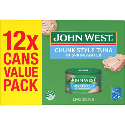 John West Chunk Style Tuna In Springwater Value Pack 95g x 12 pack