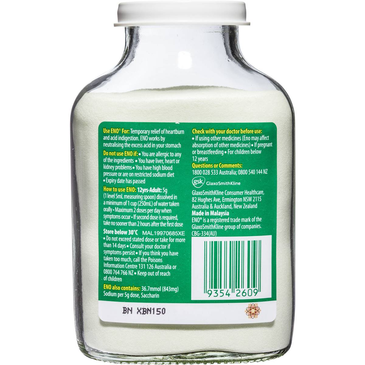Eno Fruit, Salt Lemon Heartburn & Acid Indigestion Relief Powder 200g