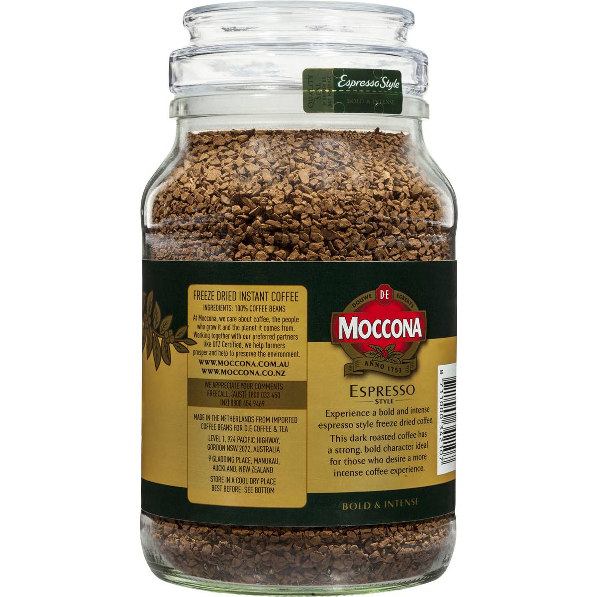 Moccona Freeze Dried Instant Coffee Espresso Style Bold & Intense 400g