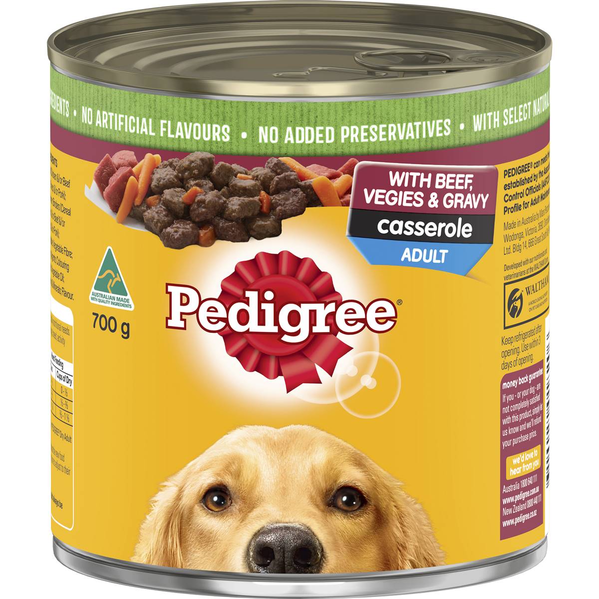 Pedigree Adult Wet Dog Food with Beef, Vegies & Gravy Casserole Can 700g
