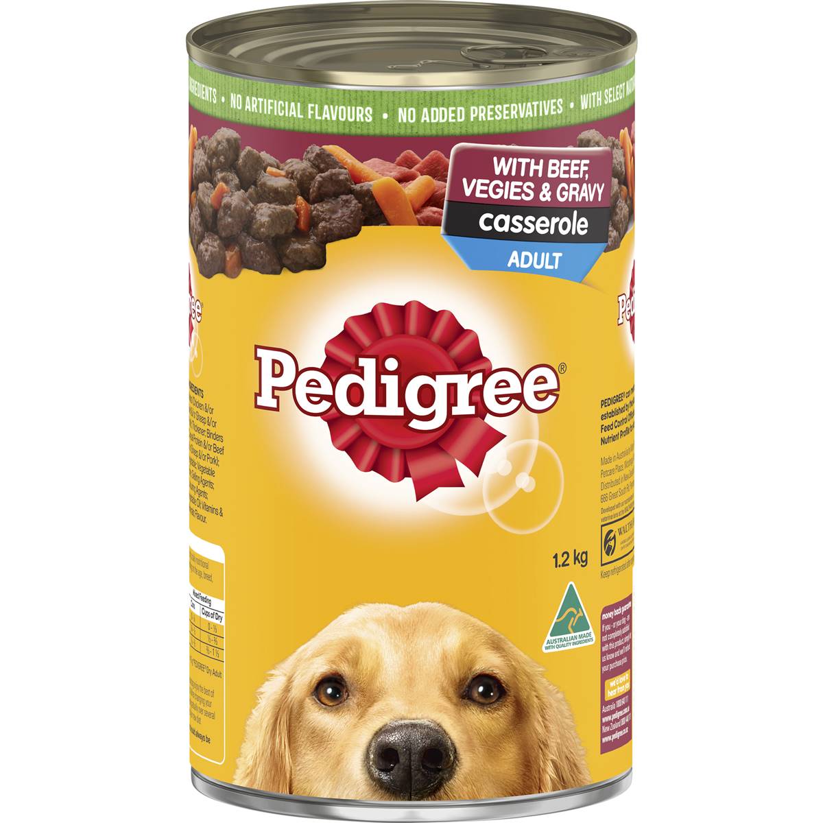Pedigree Adult Wet Dog Food with Beef, Vegies & Gravy Casserole Can 1.2kg