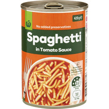 Woolworths Spaghetti In Tomato Sauce 420g