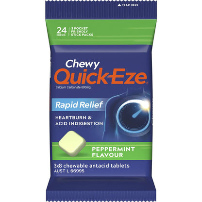 Quick-Eze Heartburn & Indigestion Relief Chewy Peppermint 24 Pack
