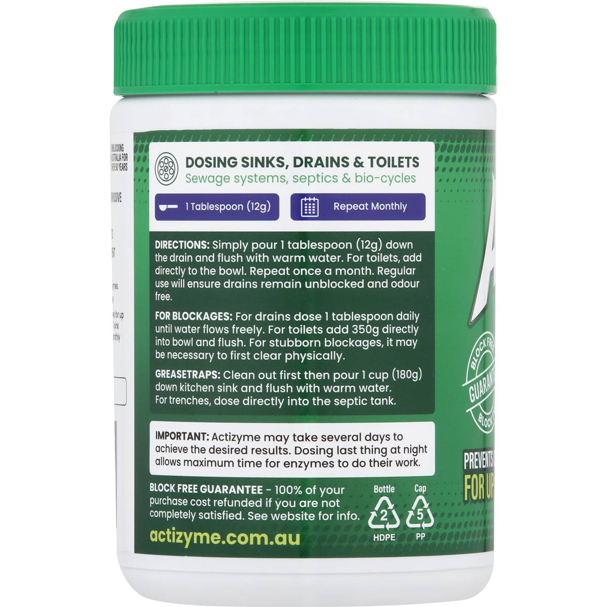 Actizyme Drain Cleaner Safe Pellet Natural 450g
