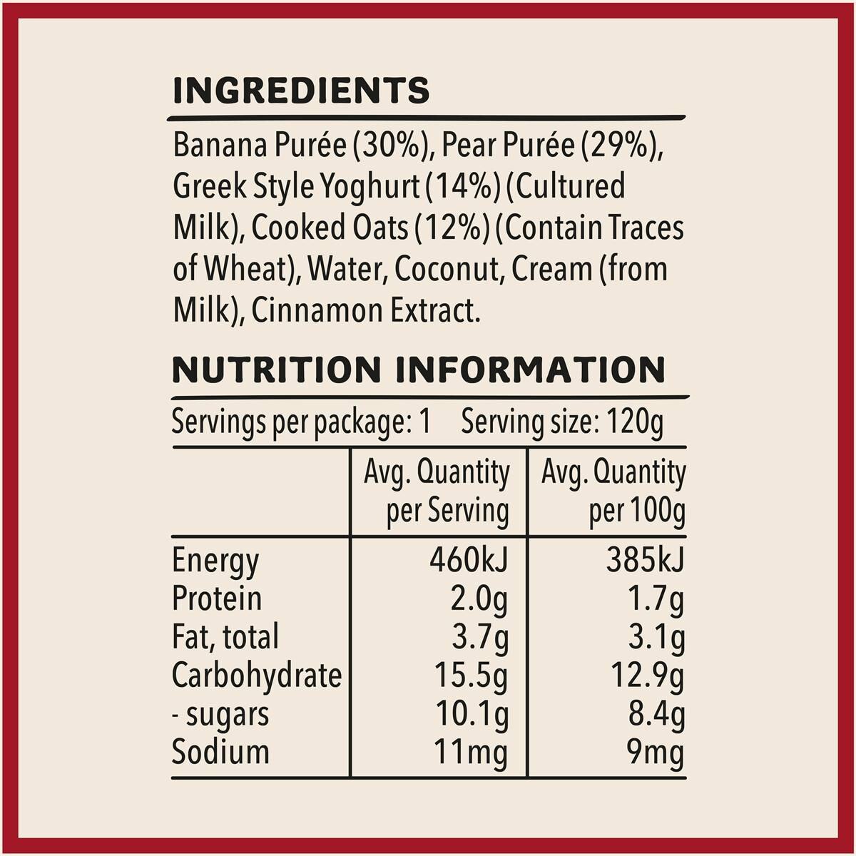 Heinz Smoothie Banana, Pear, Oat, Greek Yoghurt Baby Food 8+ m 120g