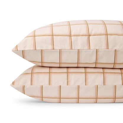 Flannelette Cotton Check Sheet Set - Queen Bed, Pink