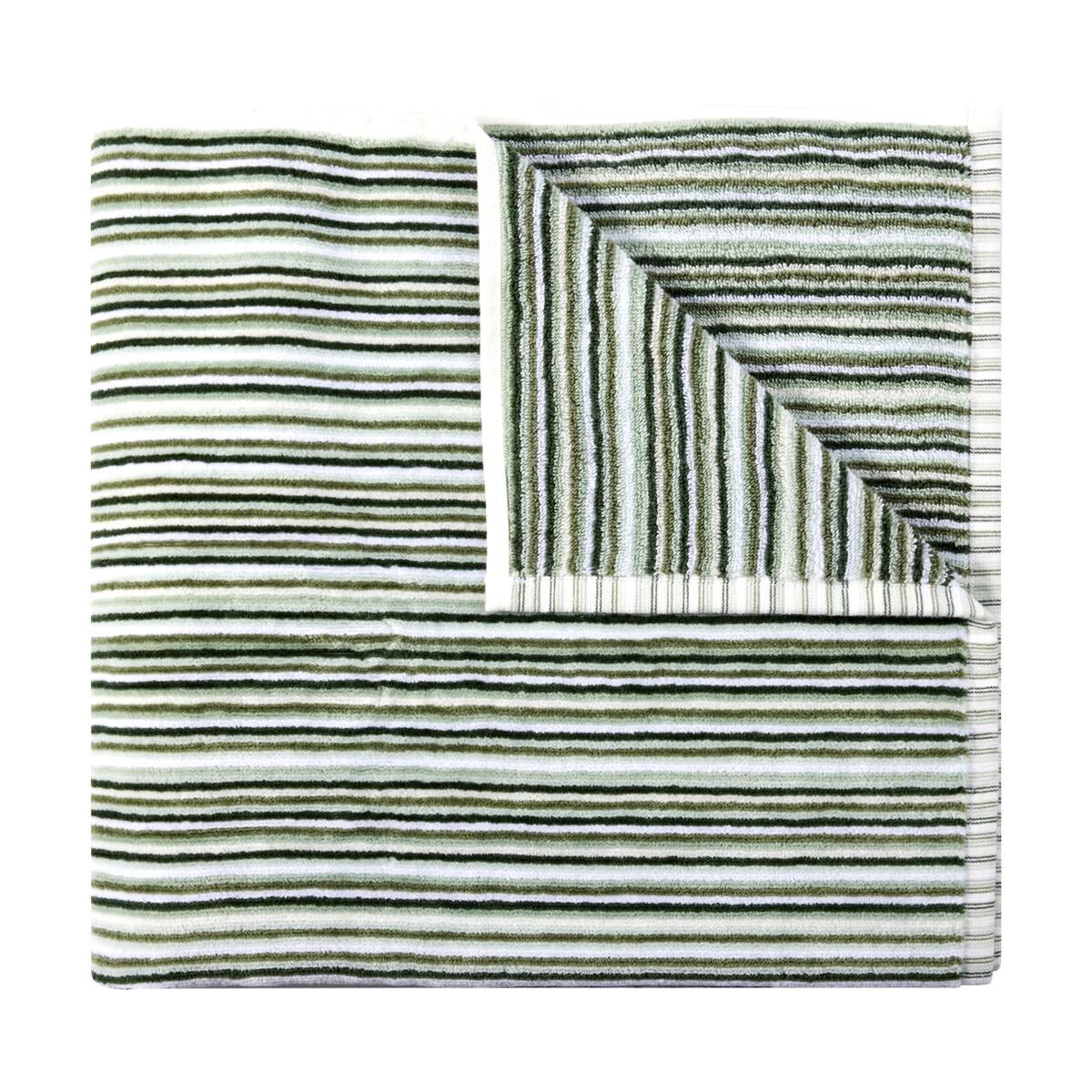 Mini Stripe Cotton Reversible Bath Towel - Green