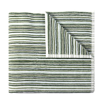 Mini Stripe Cotton Reversible Bath Towel - Green