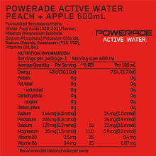 Powerade Active Water Apple & Peach Sports Drink Sipper Cap 600ml