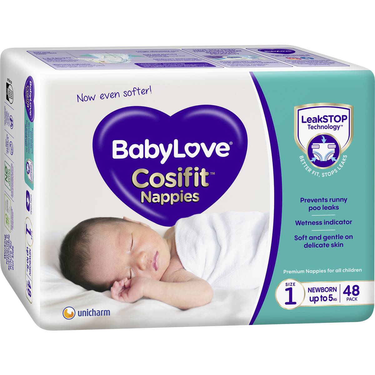 Babylove Cosifit Newborn Nappies Size 1 (Up To 5kg) 48 Pack