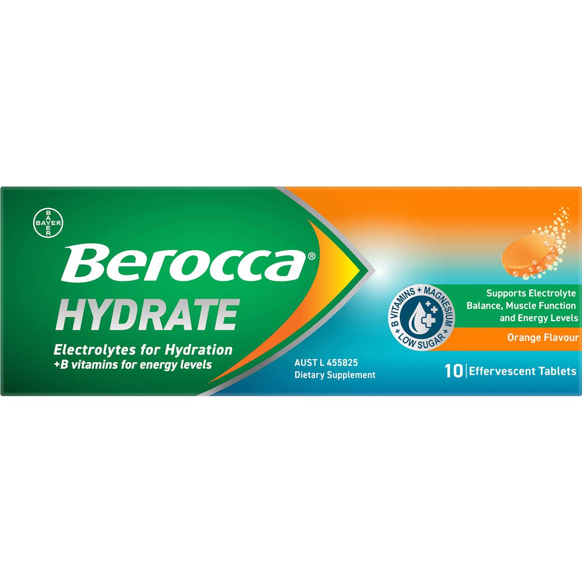 Berocca Hydrate Electrolytes Effervescent Tablets Orange 10 pack