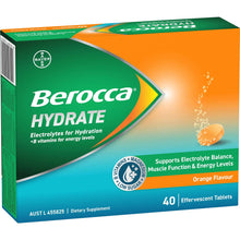 Berocca Hydrate Electrolytes Effervescent Tablets Orange 40 pack