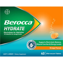 Berocca Hydrate Electrolytes Effervescent Tablets Orange 40 pack