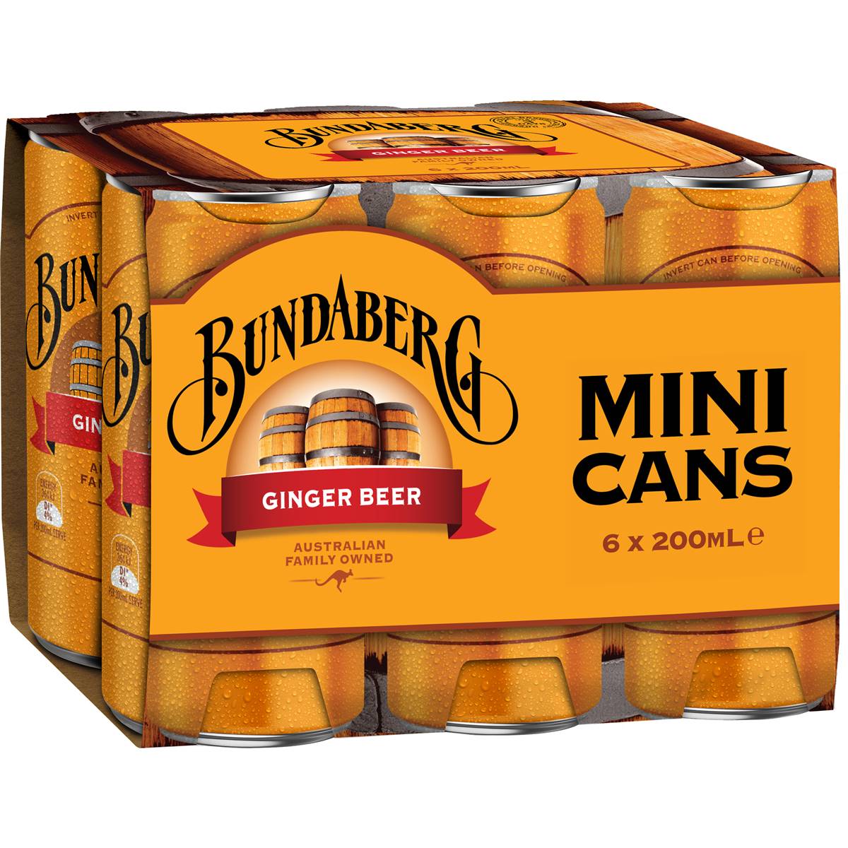Bundaberg Ginger Beer Mini Can 200ml x6 Pack
