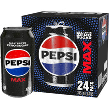 Pepsi Max No Sugar Cola Soft Drink Cans Multipack 375ml x 24 Pack