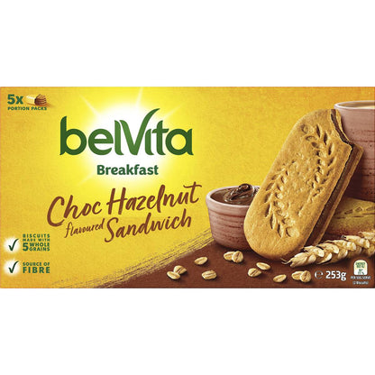 Belvita Choc Hazelnut Sandwich Breakfast Biscuits 5 Pack 253g