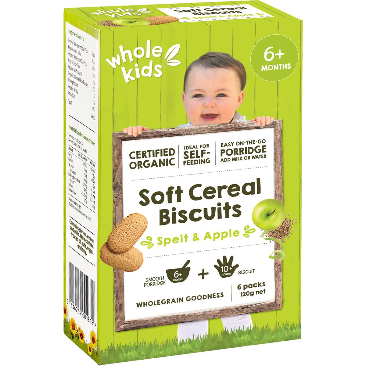 Whole Kids Organic Soft Cereal Biscuits- Spelt & Apple 120g