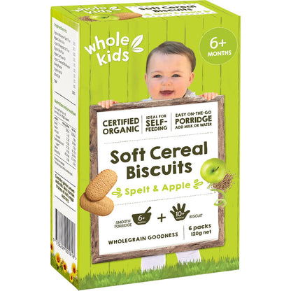 Whole Kids Organic Soft Cereal Biscuits- Spelt & Apple 120g