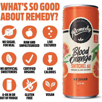 Remedy Switchel Blood Orange Cans 250mL x 4 pack