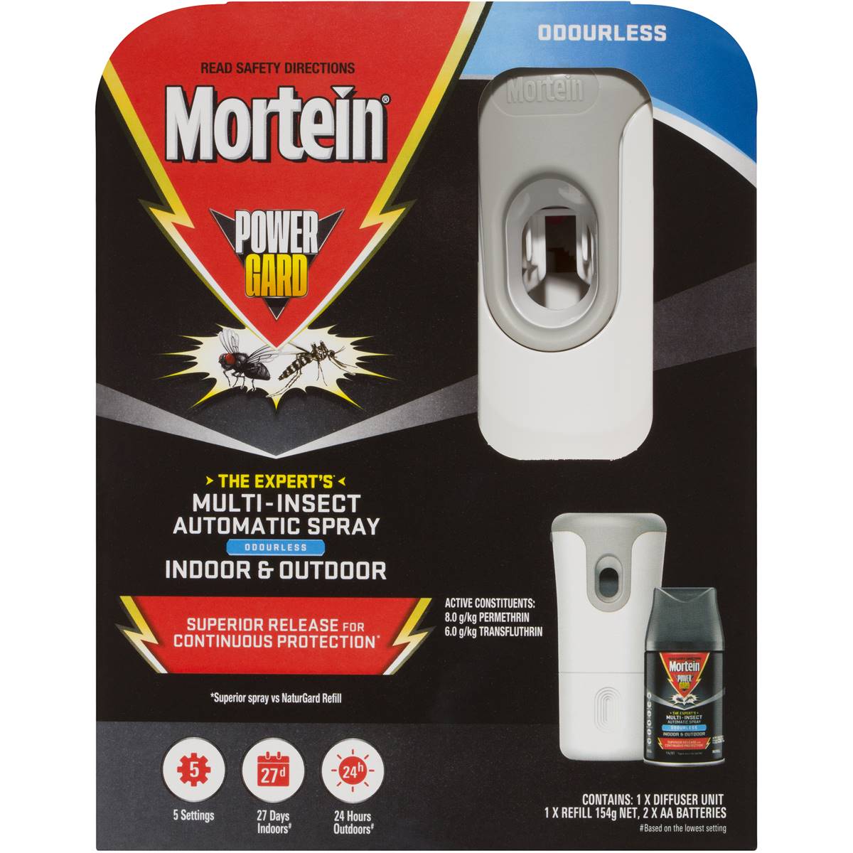 Mortein Powergard Odourless Multi-Insect Automatic Spray 154g
