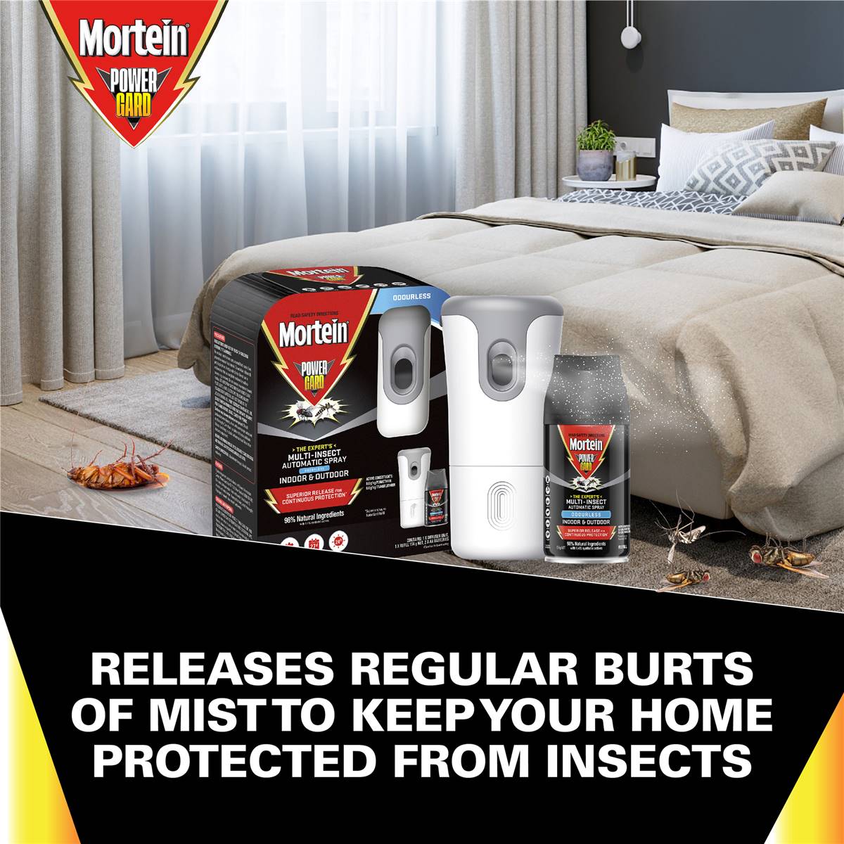 Mortein Powergard Odourless Multi-Insect Automatic Spray 154g