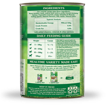 Nature's Gift Adult Wet Dog Food Casserole With Lamb Vegetables & Barley 1.2kg