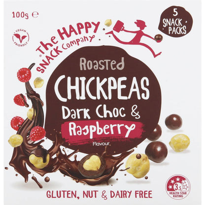 The Happy Snack Company Chickpeas Dark Choc And Raspberry 5 Pack